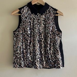 Black Collection Sequin Collar Tank